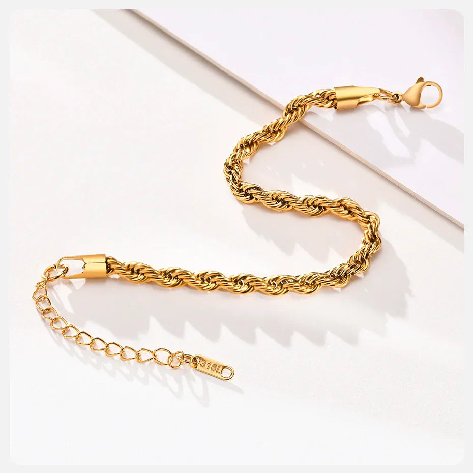 Stainless Steel Rope Chain Bracelet Twisted Singapore - Tophatter Daily Deals